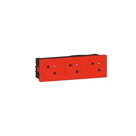 Prise 3x2P+T Surface Mosaic Link a raccordement lateral 6 modules - rouge - 077173L - Legrand | GENMA