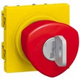 Poussoir coup de poing d'arret d'urgence Mosaic - a cle - 2 modules -rouge-jaune - 076601 - Legrand | GENMA