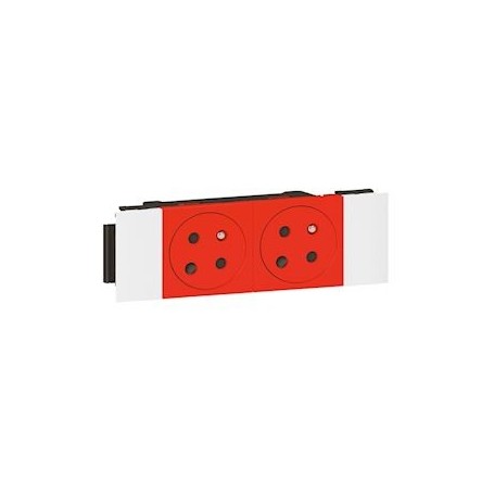 Prise 2x2P+T Surface Mosaic Soluclip goulotte clippage direct 4 modules -rouge - 077122L - Legrand | GENMA