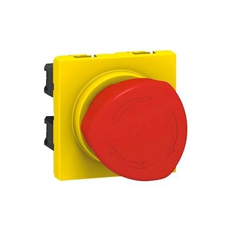 Poussoir coup de poing d'arret d'urgence Mosaic -1-4 de tour -2 mod -rouge-jaune - 076602 - Legrand | GENMA