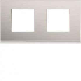 Plaque gallery 2 postes horizontale 71mm placage aluminium - WXP2012 - Hager | GENMA