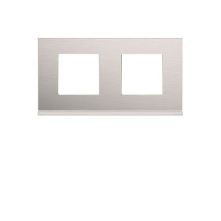 Plaque gallery 2 postes horizontale 71mm placage aluminium - WXP2012 - Hager | GENMA