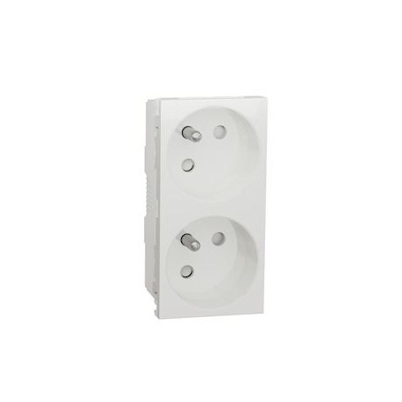 Unica - prise double 2P+T - FR - 45 - connexion rapide - Blanc - meca seul - NU306918 - Schneider Electric | GENMA