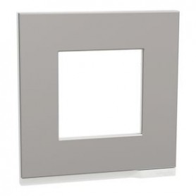 Unica Pure - plaque de finition - Aluminium lisere Blanc - 1 poste - NU600280 - Schneider Electric | GENMA