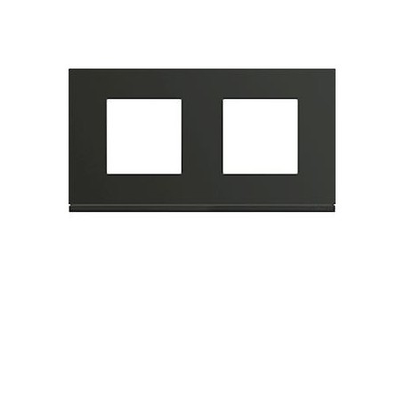 Plaque gallery plastique peint 2 postes horizontale 71mm night - WXP0212 - Hager | GENMA