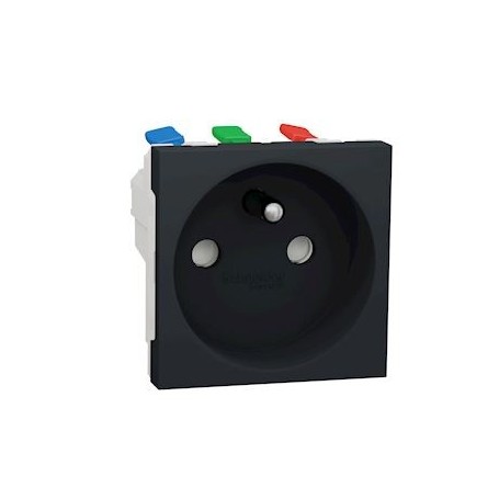 Schneider Electric Unica – Presa 2P+T A 90° Con Montaggio Rapido, Colore Bianco, Modello MEGA Singolo NU305218