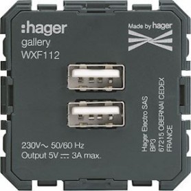 Chargeur double USB A+A gallery - WXF112 - Hager | GENMA