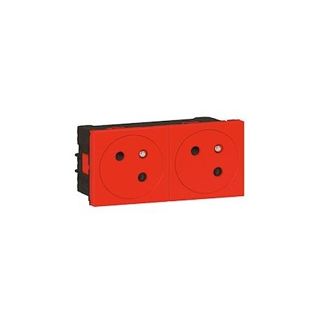 Prise 2x2P+T Surface Mosaic Link a raccordement lateral 4 modules - rouge - 077172L - Legrand | GENMA