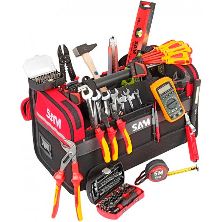 Caisse textile 39L avec composition électricien 122 outils - CP-ELEC1 - SAM Outillages | GENMA