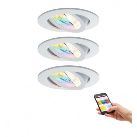Kit d'encastrés LED Smart Zigbee Lens 3x4,8 W RGBW Blanc dépoli