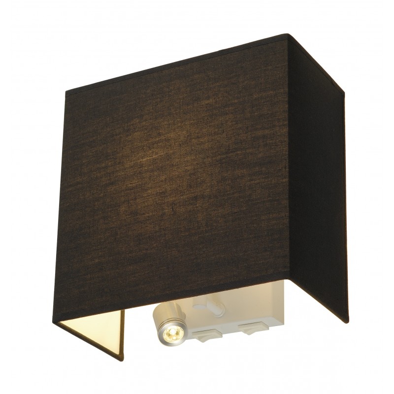 ACCANTO SPOT SQUARE LED, applique, noire, E27, LED 3000K, max. 24W ...