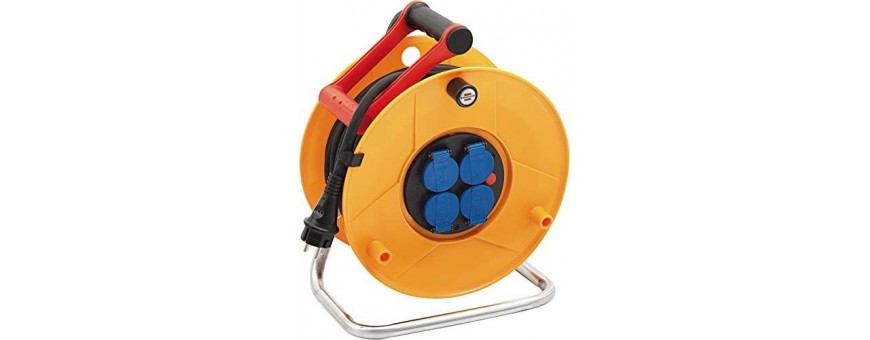 Orange Enrouleur Electrique 25 m DEBFLEX Enrouleur electrique Rallonge electrique enrouleur Enrouleur de bricolage 4 prises 2P+T 16A avec disjoncteur thermique 25m HO5 VV-F 3G1.5
